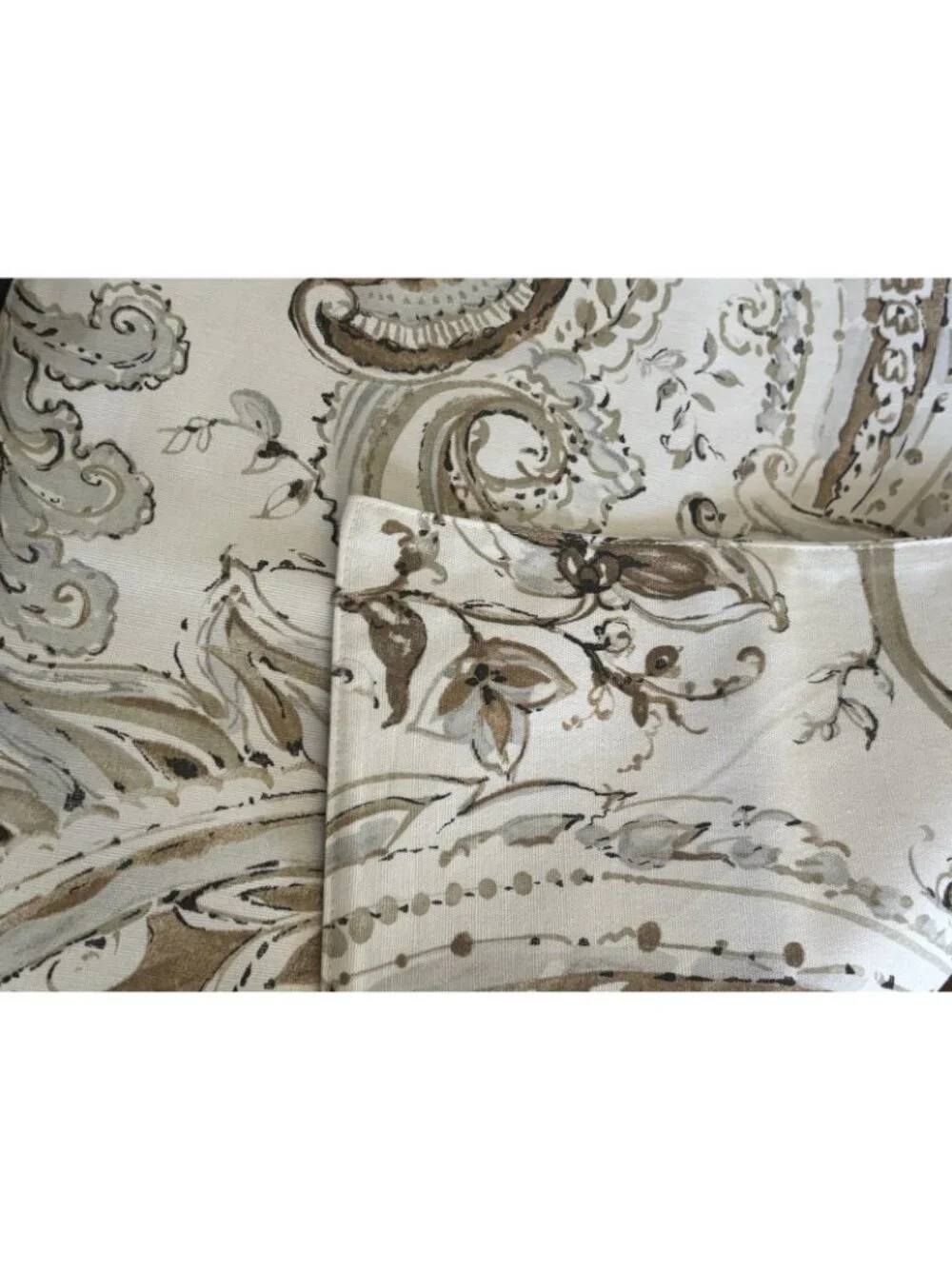 Pottery Barn Jolie Paisley Table Runner  18” x 104” Long Cream Brown Double Side